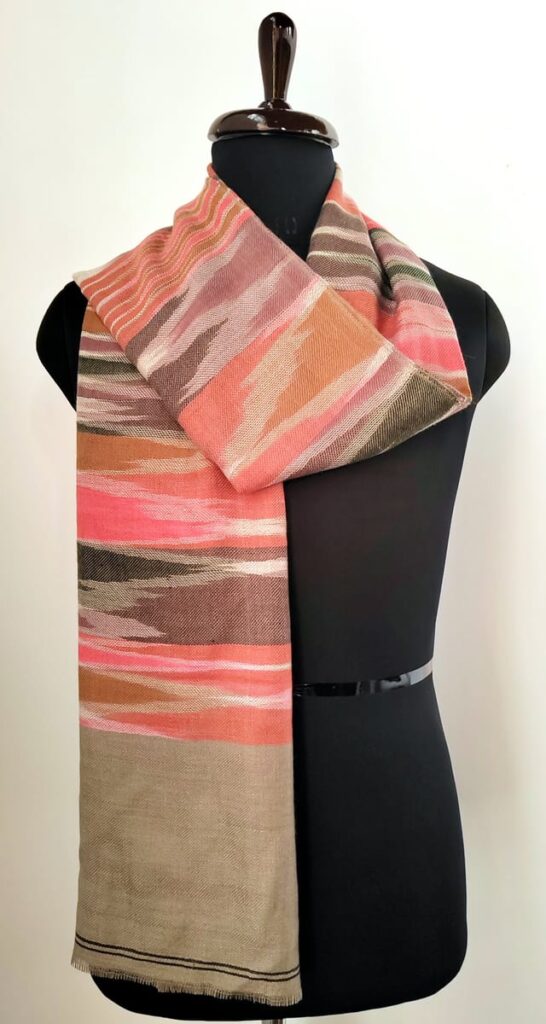 Chandni Kashmiri Pure Wool Scarf in Warm Earth Tones