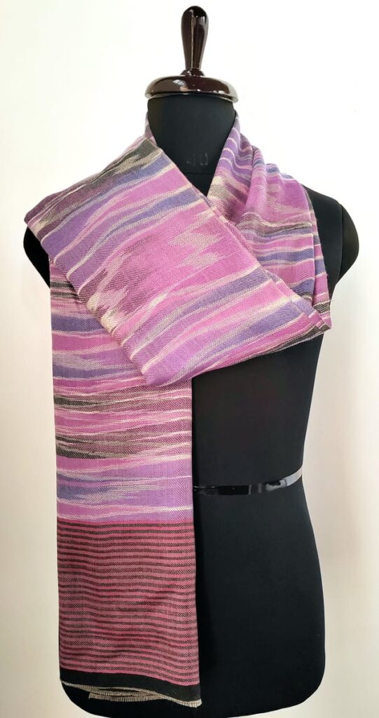 Purple Kashmiri Pure Wool Scarf with Ikkat Design