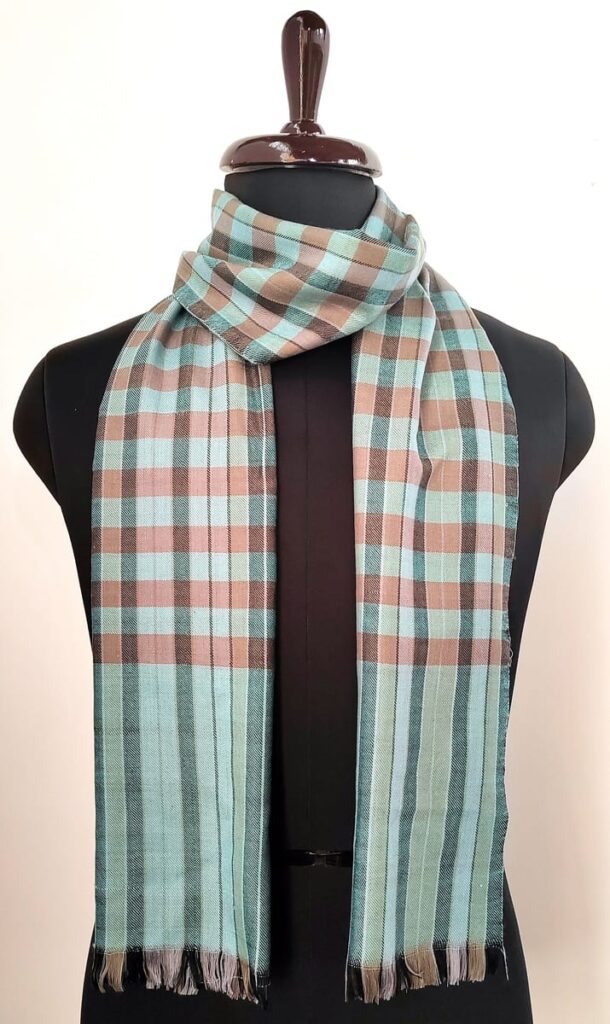 Paigham Kashmiri Merino Wool Scarf in Soft Earth Tones