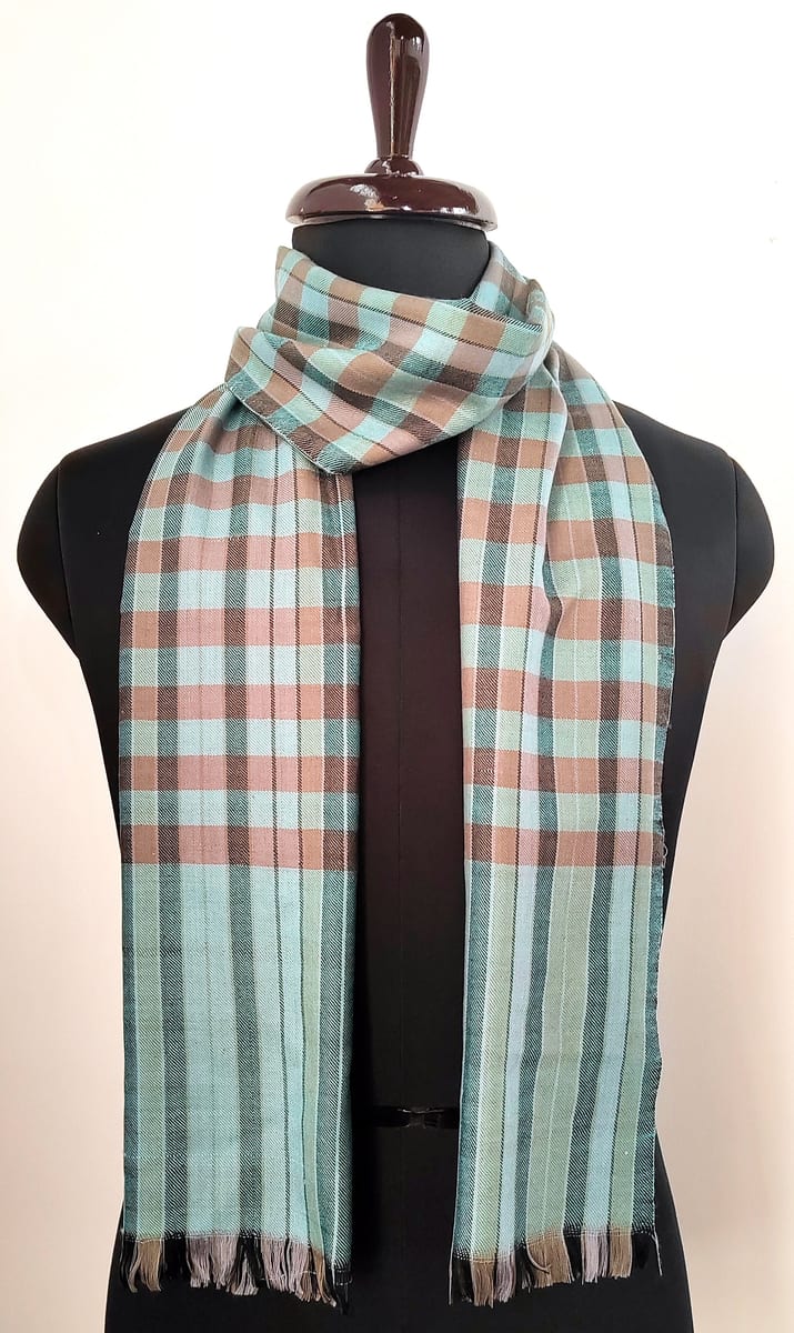 Paigham Kashmiri Merino Wool Scarf in Soft Earth Tones
